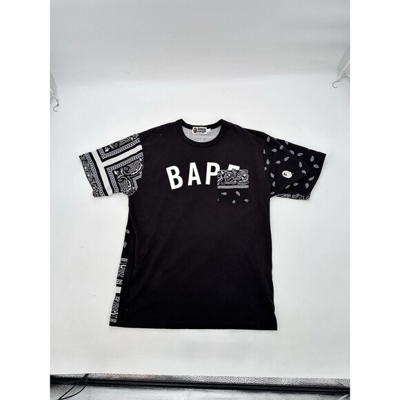 Bape Bandana Print Tee Black L  Lightly USED see all pics and measurements - Picture 2 of 15